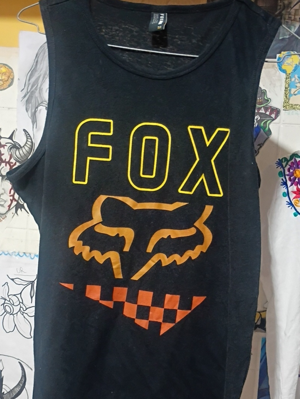 Fox Black Tank Top with Yellow & Orange Logo